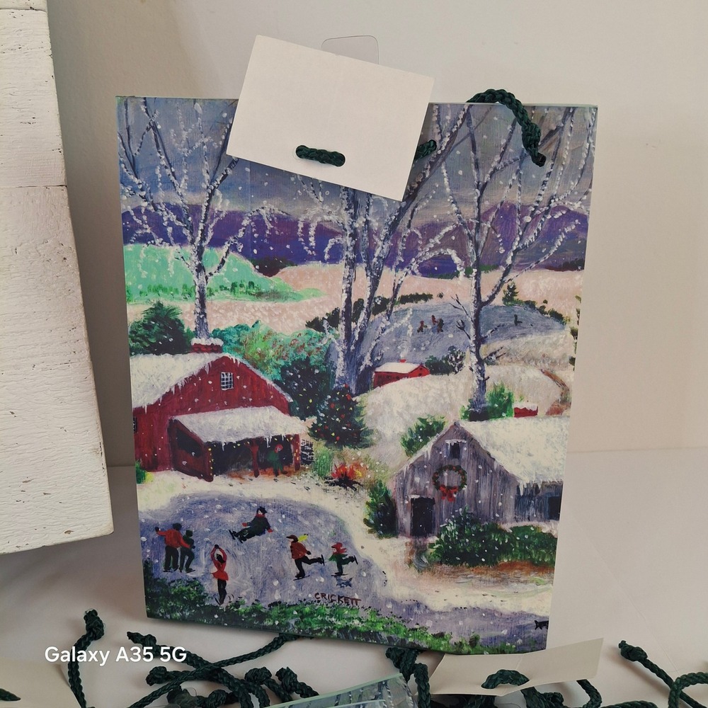 Vintage 1999 Pizzazz Jean Tucker Winter Folk Art 40 Piece Gift Bag Lot - Picture 2 of 7